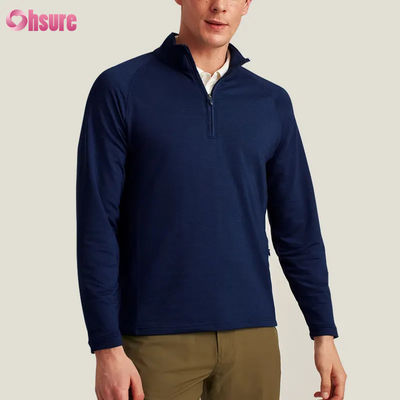 Pullover mezza zip da uomo alla moda di alta qualità, comodo, bianco, con zip a un quarto, ricamo elegante, sportivo per l'inverno