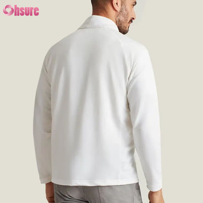 Pullover mezza zip da uomo alla moda di alta qualità, comodo, bianco, con zip a un quarto, ricamo elegante, sportivo per l'inverno
