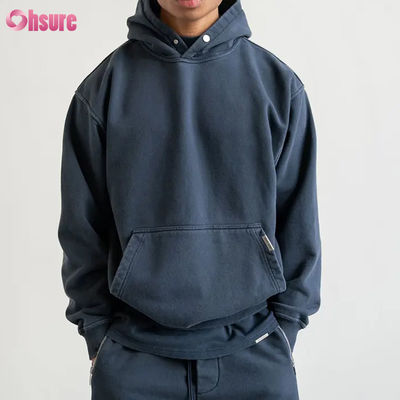 Felpa con cappuccio con logo personalizzato Uomo di alta qualità Felpe con cappuccio Logo personalizzato Cotone pesante Oversize Uomo con spalle scese