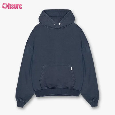 Felpa con cappuccio con logo personalizzato Uomo di alta qualità Felpe con cappuccio Logo personalizzato Cotone pesante Oversize Uomo con spalle scese