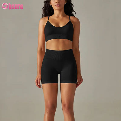 Pantaloni sportivi di moda da donna a vita alta vendita calda abbigliamento attivo senza cuciture e fitness yoga indossare allenamento yoga leggings reggiseno sportivo