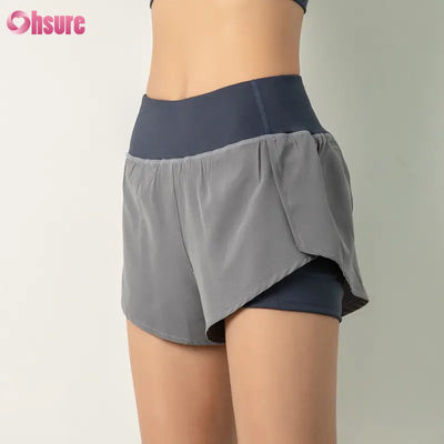 Pantaloncini da allenamento 2 in 1 da donna di alta qualità, leggeri, ad asciugatura rapida, da palestra, atletici, da yoga, con tasca per telefono, traspiranti