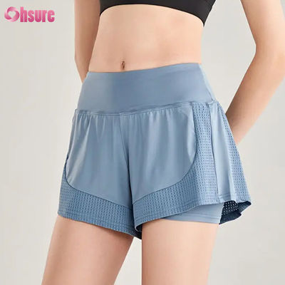 Pantaloncini da donna a vita alta senza cuciture per fitness, allenamento, traspiranti, sport, corsa, training, jogging, vendita all'ingrosso