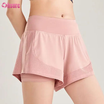 Pantaloncini da donna a vita alta senza cuciture per fitness, allenamento, traspiranti, sport, corsa, training, jogging, vendita all'ingrosso