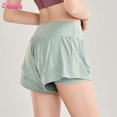 Pantaloncini da donna a vita alta senza cuciture per fitness, allenamento, traspiranti, sport, corsa, training, jogging, vendita all'ingrosso