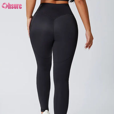 Ingrosso Nylon Spandex Taia alta Pantaloni da ginnastica Yoga Butt Lift Workout Leggings da fitness stretti con elastica