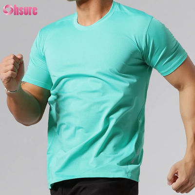 Magliette sportive da uomo all'ingrosso, a vestibilità slim, ad asciugatura rapida, di alta qualità, personalizzate con serigrafia, a maniche corte, girocollo, neutre, per allenamento