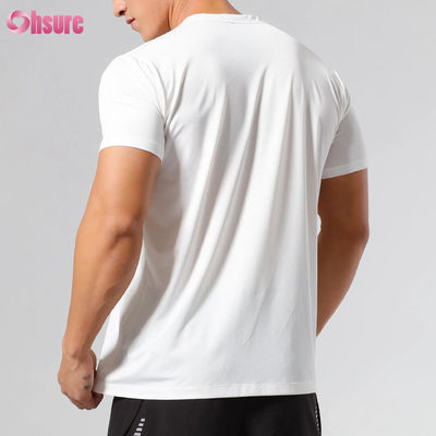 Magliette sportive da uomo all'ingrosso, a vestibilità slim, ad asciugatura rapida, di alta qualità, personalizzate con serigrafia, a maniche corte, girocollo, neutre, per allenamento