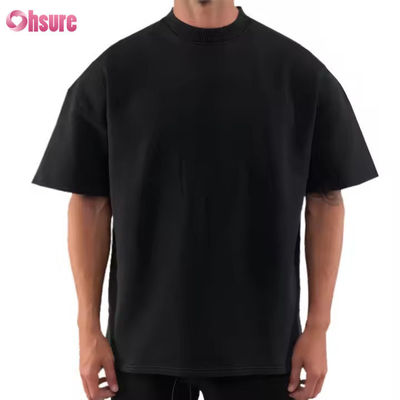T-shirt pesante con grafica, spalle scese, 250-300gsm, lusso, tinta unita, cotone pesante, streetwear, taglio boxy, oversize, da uomo, personalizzabile