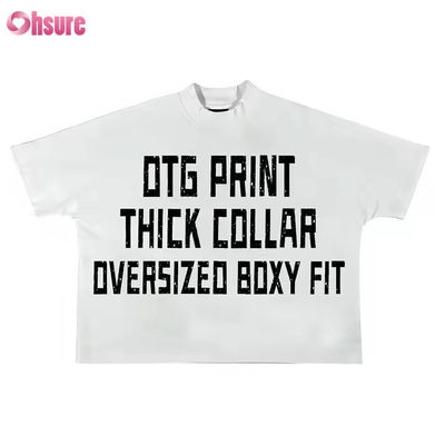 T-shirt pesante con grafica, spalle scese, 250-300gsm, lusso, tinta unita, cotone pesante, streetwear, taglio boxy, oversize, da uomo, personalizzabile