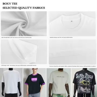 T-shirt pesante con grafica, spalle scese, 250-300gsm, lusso, tinta unita, cotone pesante, streetwear, taglio boxy, oversize, da uomo, personalizzabile