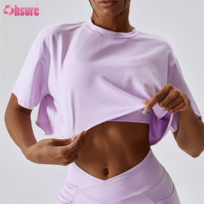 OEM Custom Oversized Crop Top T-shirt da donna T-shirt crop top ad alta elasticità Crop Top bianchi per donna