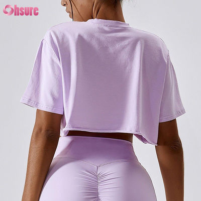 OEM Custom Oversized Crop Top T-shirt da donna T-shirt crop top ad alta elasticità Crop Top bianchi per donna