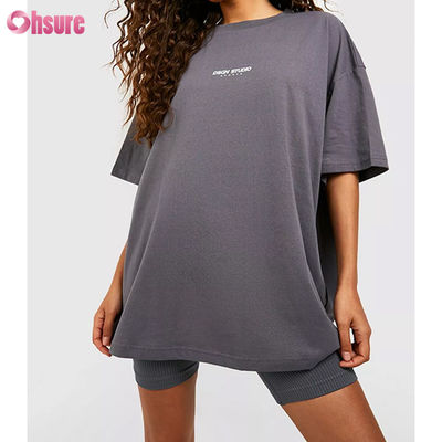 T-shirt unisex di alta qualità Logo personalizzato Disegno in bianco T-shirt da collo in grande dimensione per donne