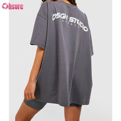 T-shirt unisex di alta qualità Logo personalizzato Disegno in bianco T-shirt da collo in grande dimensione per donne