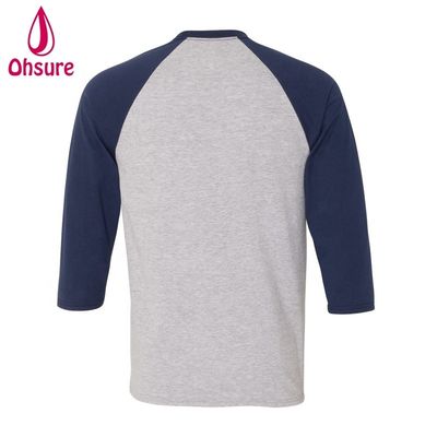 Maglietta da fitness con maniche da tre quarti Magliette da cotone Casual Tees O-Neck Uomo Maglietta da due colori Patchwork Sport T-shirt