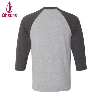 Maglietta da fitness con maniche da tre quarti Magliette da cotone Casual Tees O-Neck Uomo Maglietta da due colori Patchwork Sport T-shirt