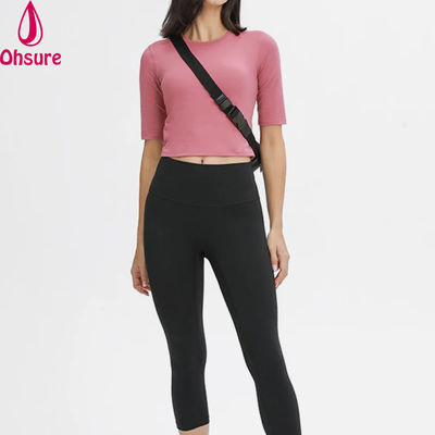 Corrente Indossare gomito maniche T-shirt donne Top Collo Rotondo Slim Fit Quick Dry Umidità Wicking Sport Casual Stampato per donne