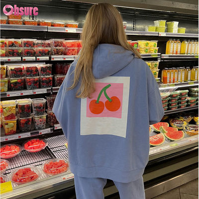 OEM abbigliamento sportivo Logo personalizzato di grandi dimensioni francese Terry con cappuccio maglietta bianca Pullover con tasca donna Pullover di cotone felpa