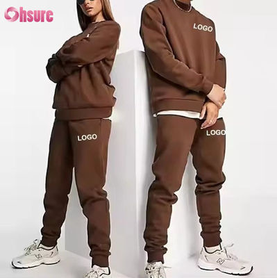 Cappucci e jogger personalizzati per uomini Logo massello Sweatsuit marrone Unisex cotone sciolto Unisex Tracksuit