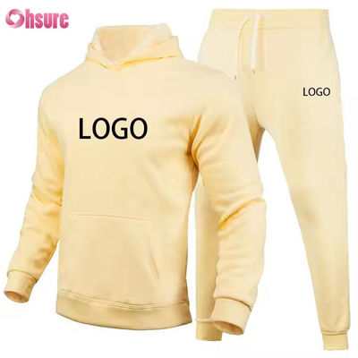 Cappucci e jogger personalizzati per uomini Logo massello Sweatsuit marrone Unisex cotone sciolto Unisex Tracksuit
