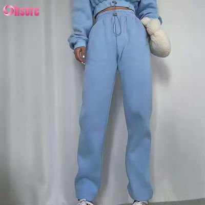 OEM Pantaloni da ginnastica e felpe da cotone di alta qualità Set esterno con felpa tagliata Top Two Piece Set Abbigliamento femminile