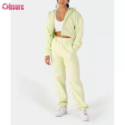 Completi da donna due pezzi, tuta sportiva in pile, felpe con cappuccio a maniche lunghe con zip, felpe corte, pantaloni della tuta jogger