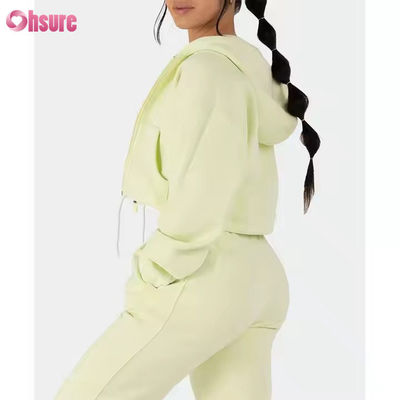 Completi da donna due pezzi, tuta sportiva in pile, felpe con cappuccio a maniche lunghe con zip, felpe corte, pantaloni della tuta jogger