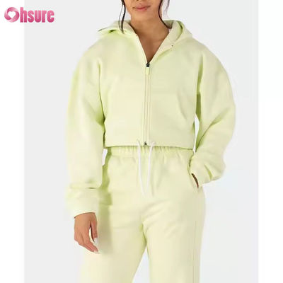 Completi da donna due pezzi, tuta sportiva in pile, felpe con cappuccio a maniche lunghe con zip, felpe corte, pantaloni della tuta jogger