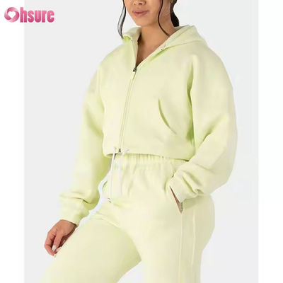 Completi da donna due pezzi, tuta sportiva in pile, felpe con cappuccio a maniche lunghe con zip, felpe corte, pantaloni della tuta jogger