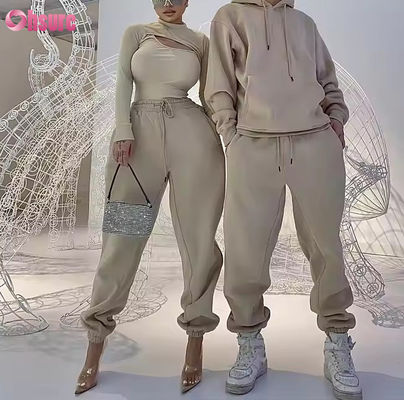 High Quality Moda Sweatsuit Hoodies Casual Corridori Set Custom Tracksuit Velo Fleece Donne Uomini Unisex Hoodie 2 Piece Set