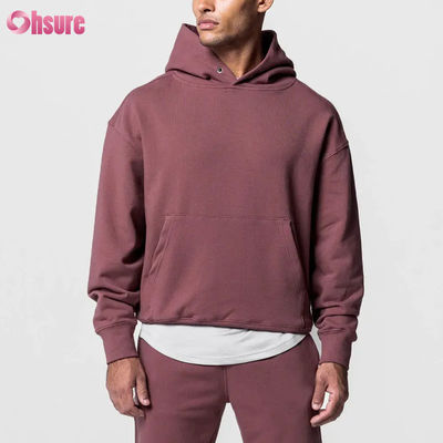 Felpa sportiva oversize da uomo più venduta 100% cotone Basic tinta unita a maniche lunghe Felpa con cappuccio Tasca Inverno Basic Jersey