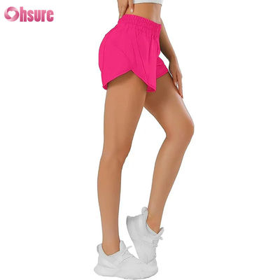 Pantaloncini sportivi da donna ad asciugatura rapida con coulisse e tasca con cerniera per palestra, fitness e yoga