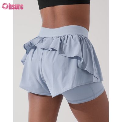 Pantaloncini da palestra 2 in 1 da donna personalizzati Fitness con fodera e fascia elastica Plus Size Pantaloncini da palestra da donna per allenamento