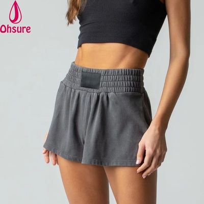 Calzoncini da boxe per donne Sport Calzoncini da corsa Calzoncini da ginnastica Calzoncini personalizzati Logo cotone Terry Stampato Magliato 100% cotone Silk Screen Printing