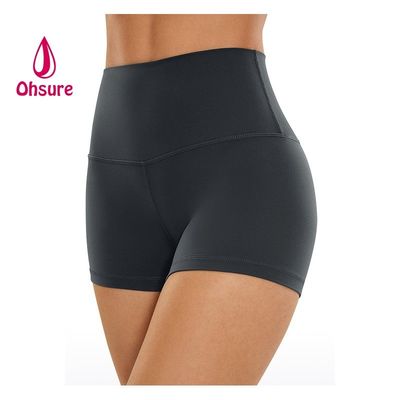 Pantaloncini sportivi da donna all'ingrosso per fitness, corsa, ciclismo, yoga, a vita alta, con logo personalizzato, tinta unita, lavorati a maglia