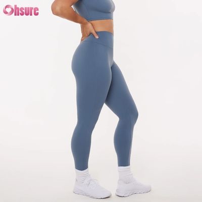 Leggings da allenamento a compressione a vita alta in poliestere a lunghezza intera per donna