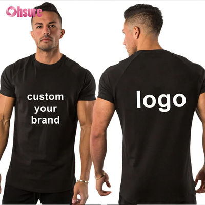 95% cotone 5% Spandex Logo Privato Personalizzato Abbigliamento da Palestra per Allenamento Abbigliamento Fitness Tinta Unita Uomo T-shirt Sportiva