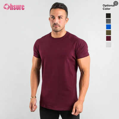 95% cotone 5% Spandex Logo Privato Personalizzato Abbigliamento da Palestra per Allenamento Abbigliamento Fitness Tinta Unita Uomo T-shirt Sportiva