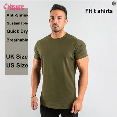 95% cotone 5% Spandex Logo Privato Personalizzato Abbigliamento da Palestra per Allenamento Abbigliamento Fitness Tinta Unita Uomo T-shirt Sportiva
