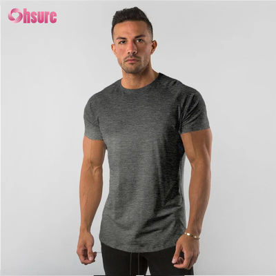 95% cotone 5% Spandex Logo Privato Personalizzato Abbigliamento da Palestra per Allenamento Abbigliamento Fitness Tinta Unita Uomo T-shirt Sportiva