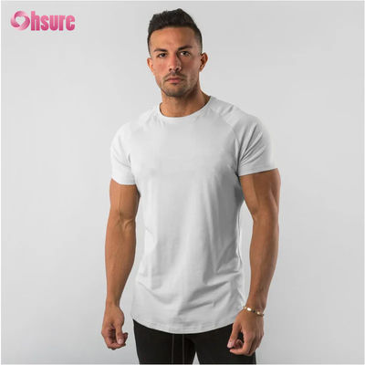 95% cotone 5% Spandex Logo Privato Personalizzato Abbigliamento da Palestra per Allenamento Abbigliamento Fitness Tinta Unita Uomo T-shirt Sportiva