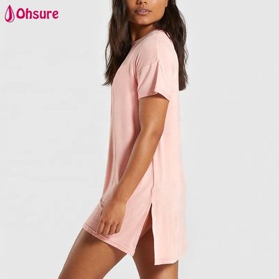 Custom 95% cotone 5% spandex donne con gomma a spartizione lunghe oversized loose fit maglietta da ginnastica