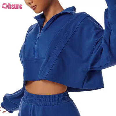 Nuove felpe sportive calde casual sciolte con colletto alto personalizzate da donna per corsa e fitness