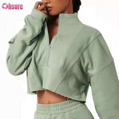 Nuove felpe sportive calde casual sciolte con colletto alto personalizzate da donna per corsa e fitness