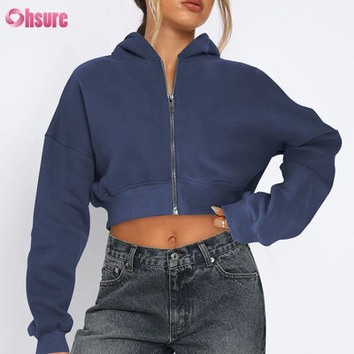 Giacca da fitness corta con zip intera da donna, comoda, elasticizzata, morbida, termica, antivento, elasticizzata in quattro direzioni, senza cuciture, invernale, con cappuccio
