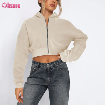Giacca da fitness corta con zip intera da donna, comoda, elasticizzata, morbida, termica, antivento, elasticizzata in quattro direzioni, senza cuciture, invernale, con cappuccio