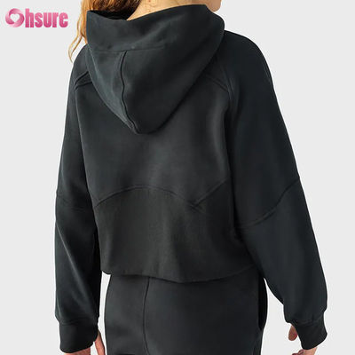 Logo personalizzato Donna vintage Full Zip Fleece Giacca da allenamento per inverno Corsa Yoga Gym Hoodie Fori pollice rivestimento Tessuto a maglia