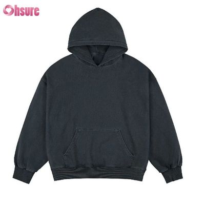Vendita calda 100% cotone lavato con acido di cotone personalizzato di grandi dimensioni logo privato box fit cappuccio per uomini