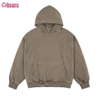 Vendita calda 100% cotone lavato con acido di cotone personalizzato di grandi dimensioni logo privato box fit cappuccio per uomini